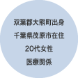 双葉郡大熊町出身 千葉県茂原氏在住 20代女性 医療関係