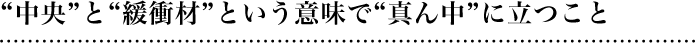 “中央”と“緩衝材”という意味で“真ん中”に立つこと